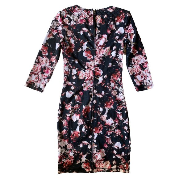 H&M ROSE FLORAL STRETCH BODYCON DRESS - Picture 2 of 6
